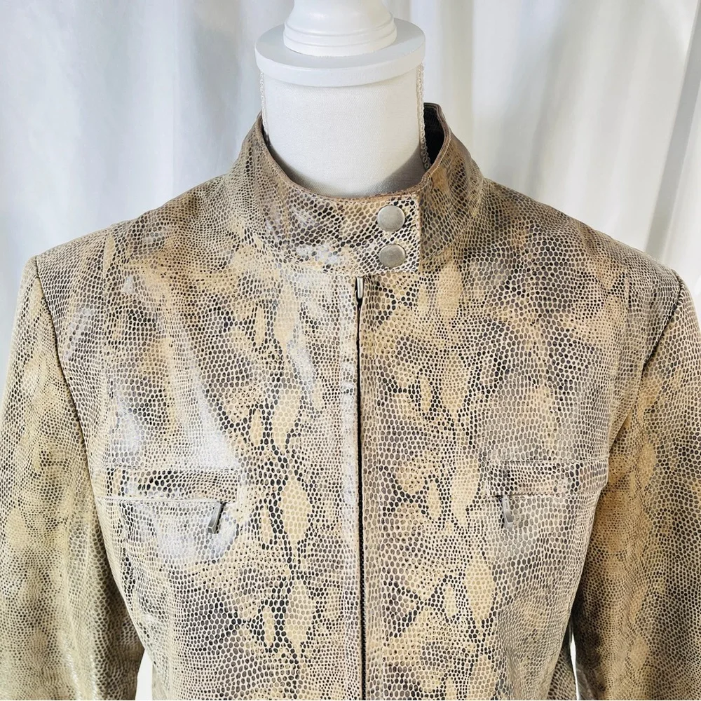 Alfani GenuineLeather Python-Embossed Moto Jacket/ Size XL - Picture 5 of 16